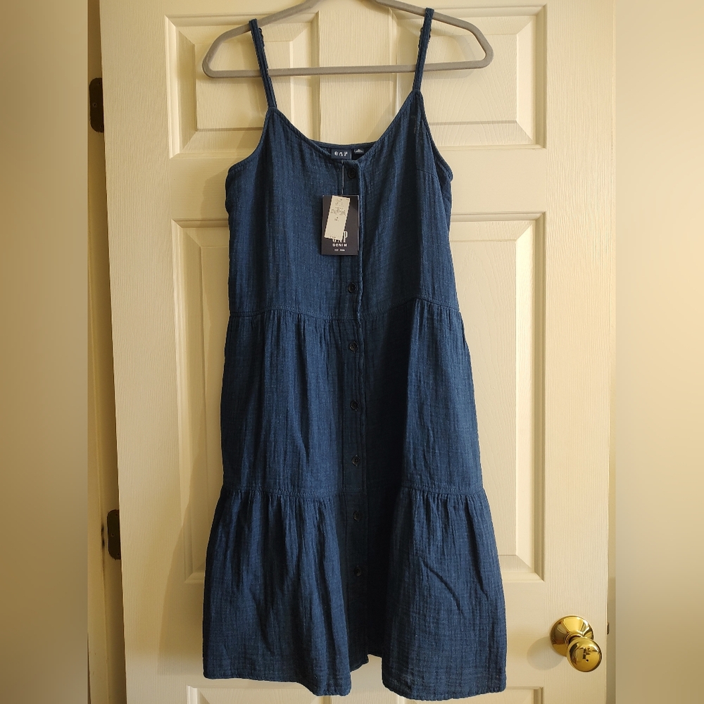 Gap Medium Tall Blue Button-Down Sundress